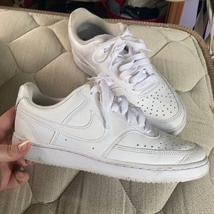White Nike Low Court Tennis Shoes